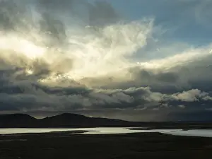 Tibet Autonomous Region Scenery Drucke: Plain with lakes, evening mood