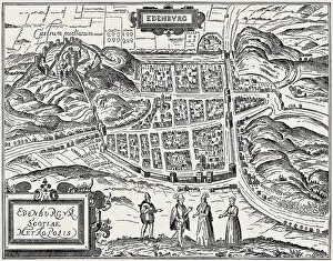 Ancient Scottish Architecture Drucke: Plan of Edinburgh Castle in 1575