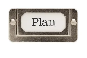 White Background Label Drucke: Plan file drawer label isolated on a white background