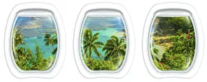 Deserted Beach Landscape Drucke: Three plane windows on Kee Beach