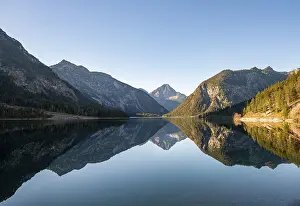 Tyrol Landscape Drucke: Plansee, reflection, evening mood