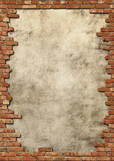 No People In The Picture Drucke: Plaster background with brick wall framing