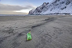 Senja Island Norway Drucke: Empty plastic bottle on the beach