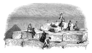 Vintage Engraved Artwork Drucke: Platform of the Great Pyramid, the Cheops