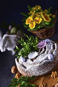 Decorative Easter Food Photography Drucke: Polish Easter cake with nuts and chocolate