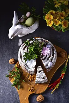 Easter Dessert Photography Drucke: Polish Easter cake with nuts and chocolate