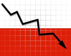 Arrow Graph Going Down Drucke: The Polish flag and arrow graph going down