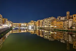Drucke von Fluss Drucke: Ponte vecchio bridge print sunset arno river