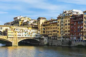 Tuscany Italy Landmark Drucke: The Ponte Vecchio Bridge over the River Arno