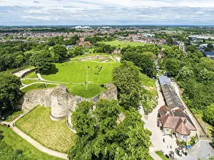 Pontefract Schloss aus einer Drohne.