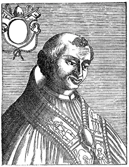 Single Person Portraits Drucke: Pope Donus oder Domnus, historical illustration