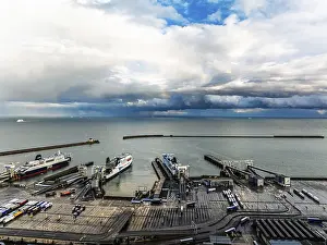 White Cliffs From Above Drucke: Port of Dover from a drone, White Cliffs