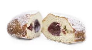 Berliner Doughnuts Drucke: Portion of Berliner Doughnuts isolated on white background (selective focus)