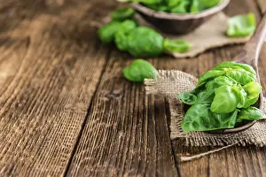 Fresh Basil Leaves Drucke: Portion of fresh Basil leaves (selective focus)