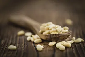 Shallow Depth Of Field Drucke: Portion of fresh Pine Nuts (close-up shot)