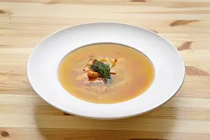Salmon Soup Drucke: Portion of salmon soup
