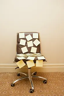 Teamwork And Success Concept Drucke: Post it notes on a chair
