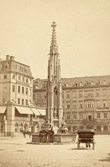 Historic Saxony Germany Drucke: The Post Office Square in Dresden, c