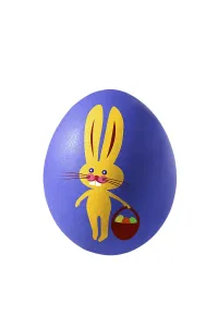 Traditional Easter Symbols Drucke: Blue Easter egg with a painted Easter bunny