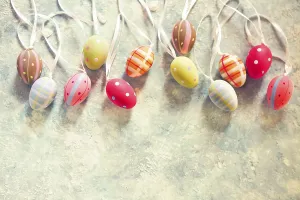 Traditional Easter Scene Drucke: Easter background with Easter eggs