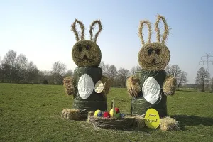 Hay Bale Agriculture Drucke: Happy Easter