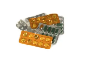 Healthcare Medicine Drucke: Pills stack isolated