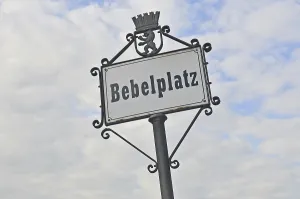 East Germany Landmark Drucke: The rectangular, fully paved Bebelplatz (named after August Bebel)