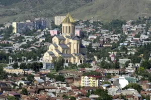 Aerial View Of Trinity Cathedral Drucke: Sameba Cathedral or Trinity Cathedral