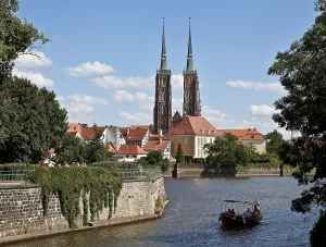 Waterfront Promenade Europe Drucke: Seen from the sand bridge over the Oder