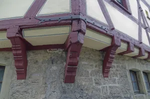 Southern Germany Historic Town Drucke: Timber-frame facade, supporting structure