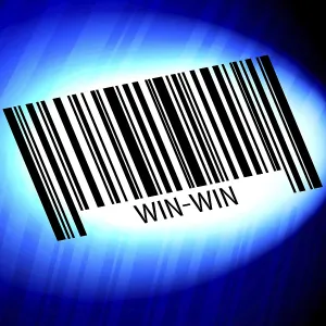 Full Frame Blue Background Image Drucke: Win-win, barcode with blue Background
