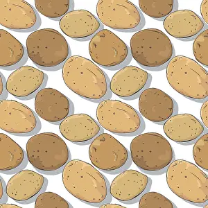Editable Vector Template Drucke: Potatoes repeating pattern, editable vector template