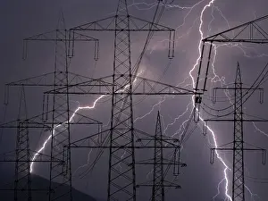 Stromträger in einem Gewitter.