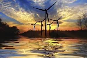 Deserted Industrial Site Drucke: Power at sunset