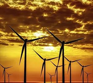 Windmill At Sunset Drucke: Power at Sunset