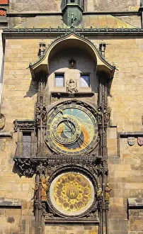 Deserted City Streets At Night Drucke: Prague clock, Prague tower clock 02