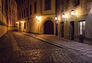 Gothic Style Architecture Europe Drucke: Prague at night