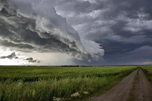 Cloudy Atmospheric Photography Drucke: Prairie Storm Clouds Canada Saskatchewan Dramatic Summer