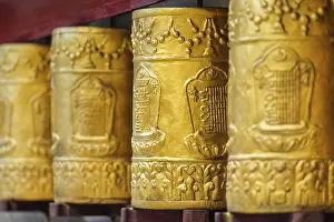 Himachal Pradesh India Drucke: Prayer wheels in Tabo Monastery