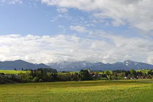 Upper Bavaria View Drucke: Prem and view towards Hochplatte