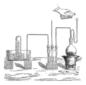 Deserted Laboratory Scene Drucke: Preparation of hydrogen sulfide