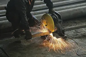 Industrial Architecture Style Drucke: Processing of metal at a modern factory