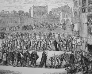 Christianity Faith Representation Drucke: Procession of a auto-da-fe, inquisition