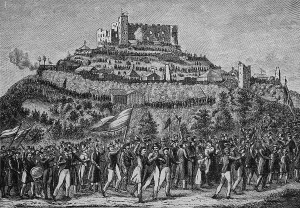 Old German Buildings Drucke: Procession to Hambach Castle, Hambach