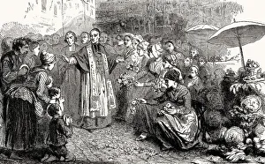 Deserted Italian Streets Drucke: A procession of Pope Gregory XVI