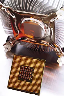 Personal Computer Components Drucke: Processor fan and processor chip