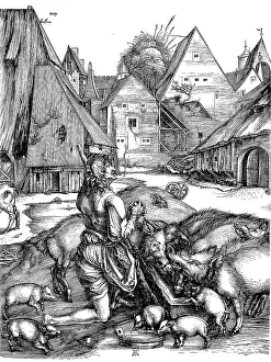 Farm Animal Depiction Drucke: The Prodigal Son with the Pigs