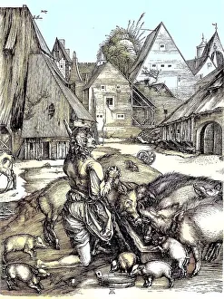 Prodigal Son Painting Drucke: The Prodigal Son with the Pigs