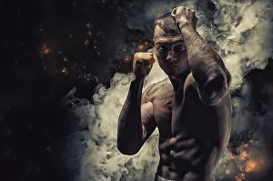 Professional Boxer Drucke: Professional boxer posing in the studio