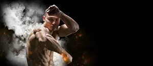 Professional Boxer Drucke: Professional boxer posing in the studio
